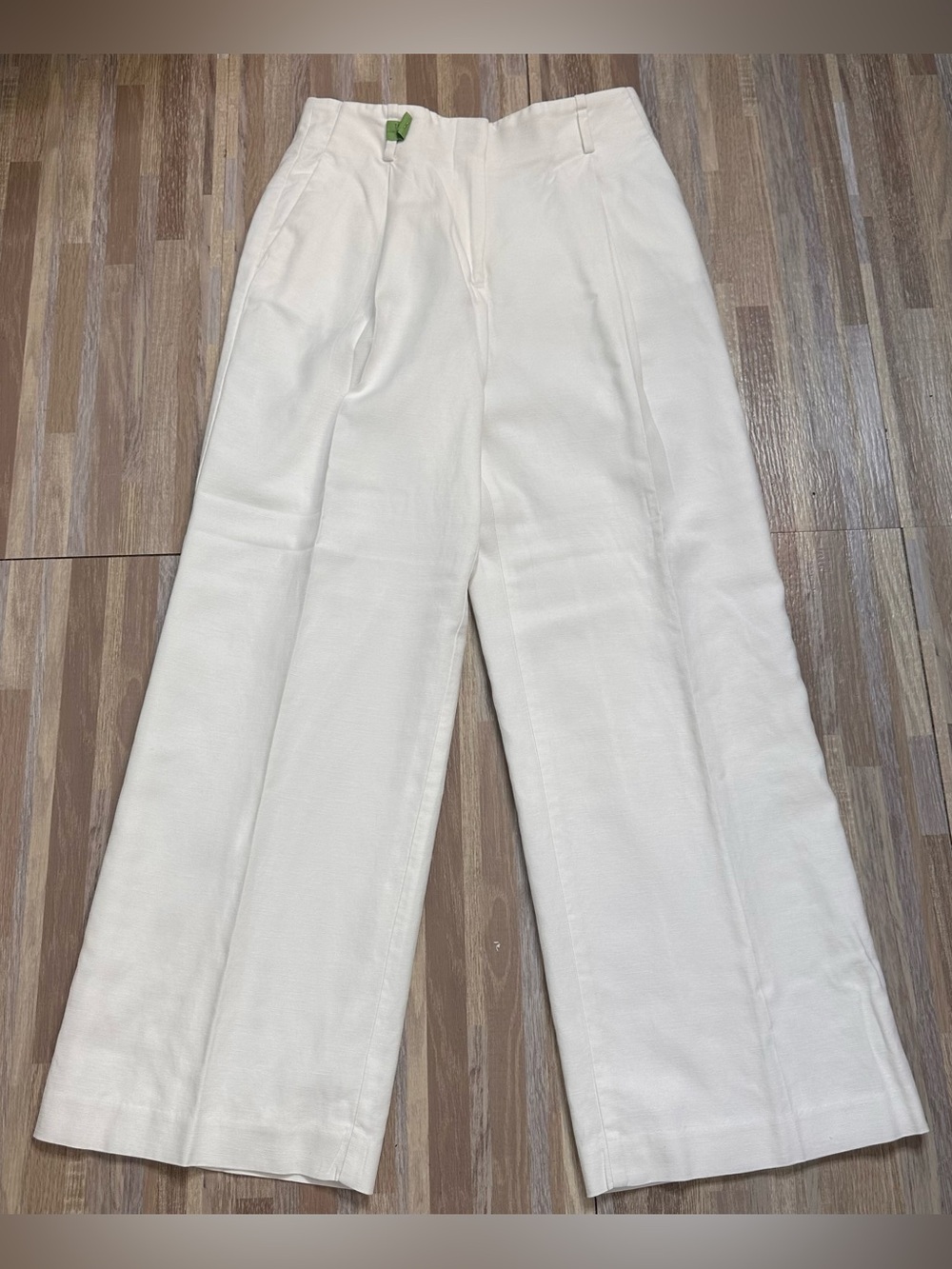 Ann Taylor White Wide-Leg High-Rise Lined Linen Trousers Women’s Size 2P